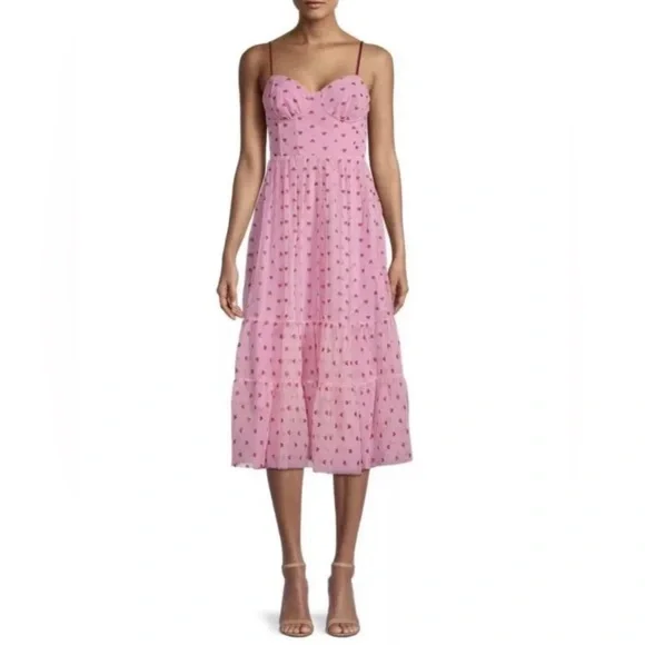 Betsey Johnson Classically Pink Heart Dress Size 4 Valentine's Red Glitter NEW - Picture 3 of 16